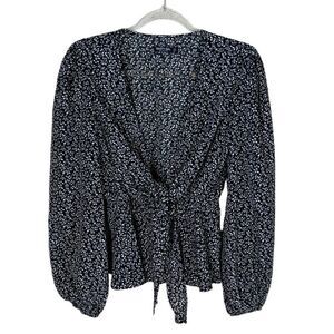 Nasty Gal Dainty Floral Bishop Sleeve Top Romantic Tie Front Whimsigoth 6